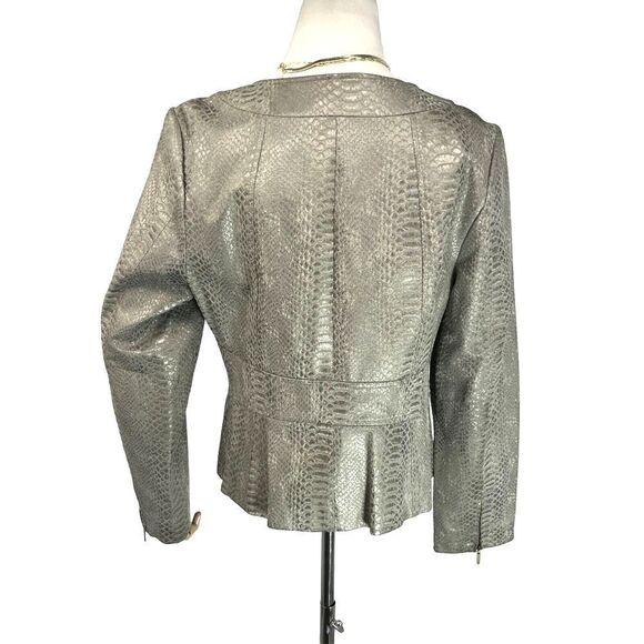 Classiques Entier Snake Print 100% Leather Blazer Jacket Taupe Gold - Picture 4 of 14